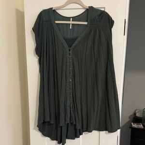 Free People - Women's Green Button-Down Top